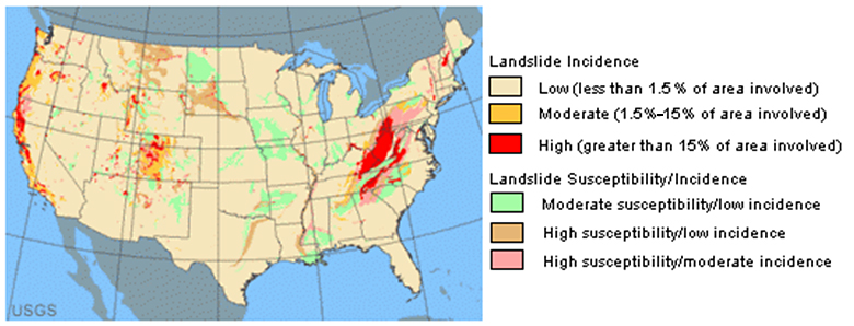 landslide incidence in the US